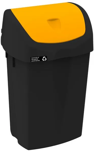 NRW Abfalleimer mit gelbem Schwingdeckel, nachhaltig, 25 L